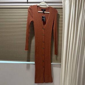 Forever 21 Rust Long Sleeve Knit Dress